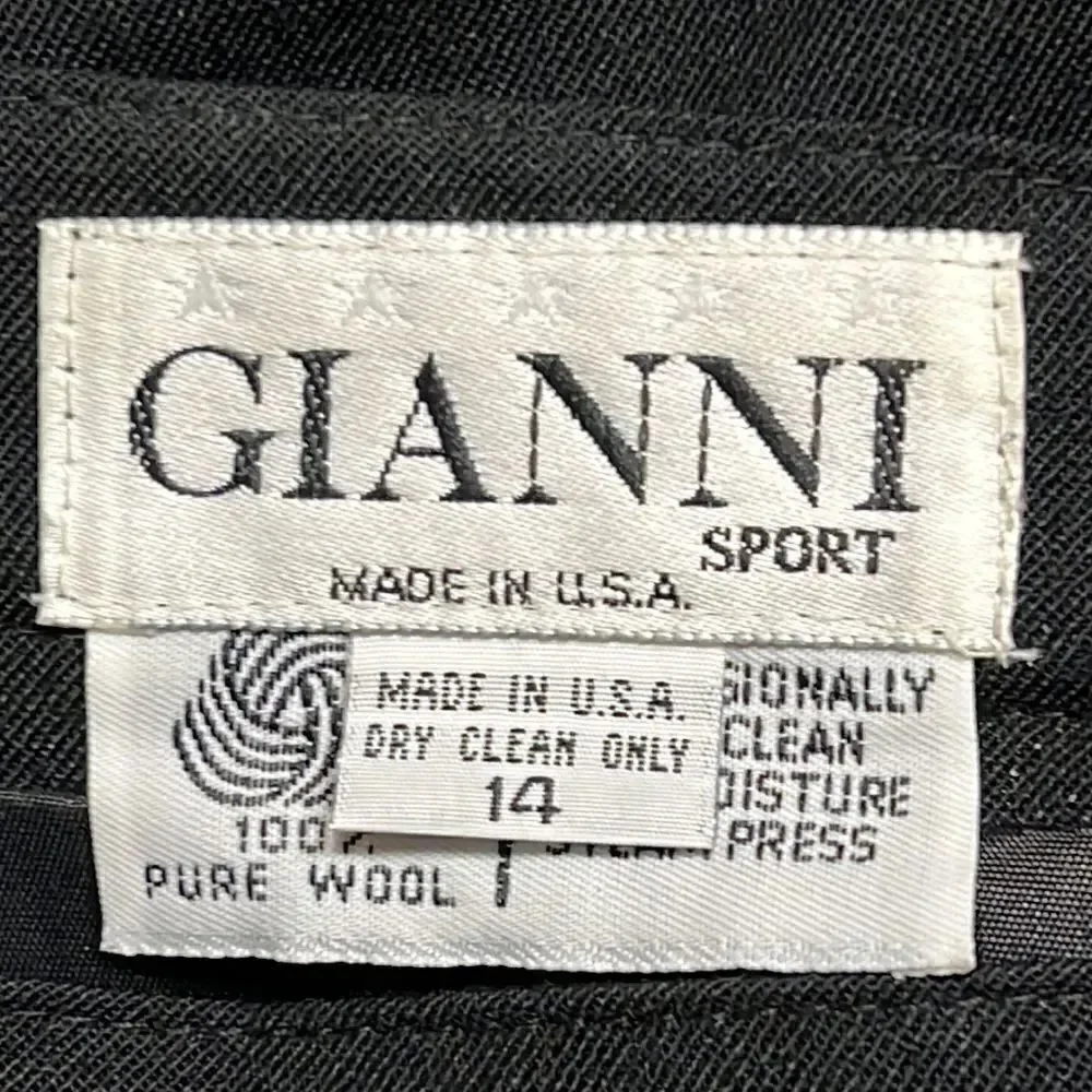 Vintage Luxury Gianni Black Wool Skirt. Size 14.